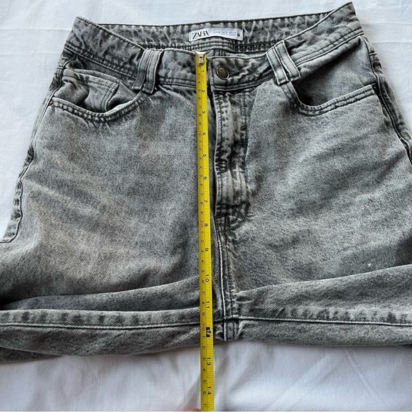 Zara Straight leg acid washed black gray raw frayed hem jeans 9589 - Picture 8 of 11